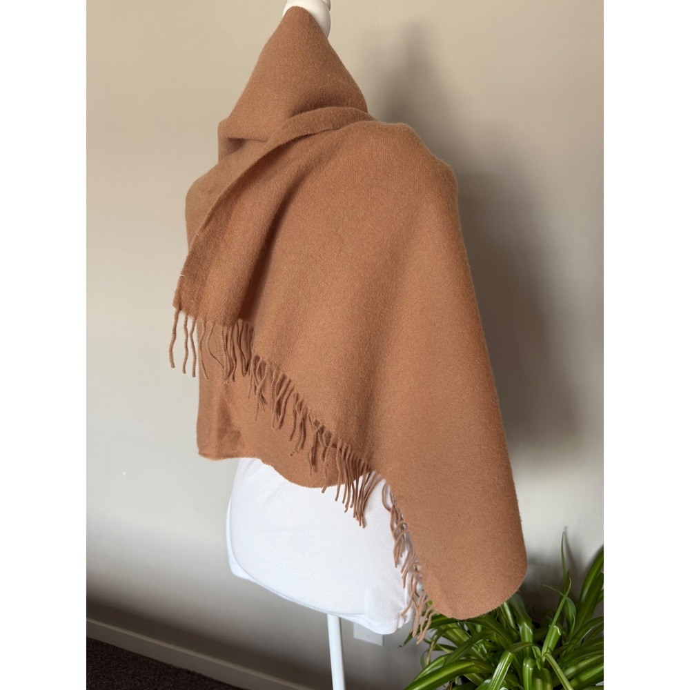 Anthropologie & Other Stories Scarf Camel Blanket 100% Wool Fringed Classic Fall